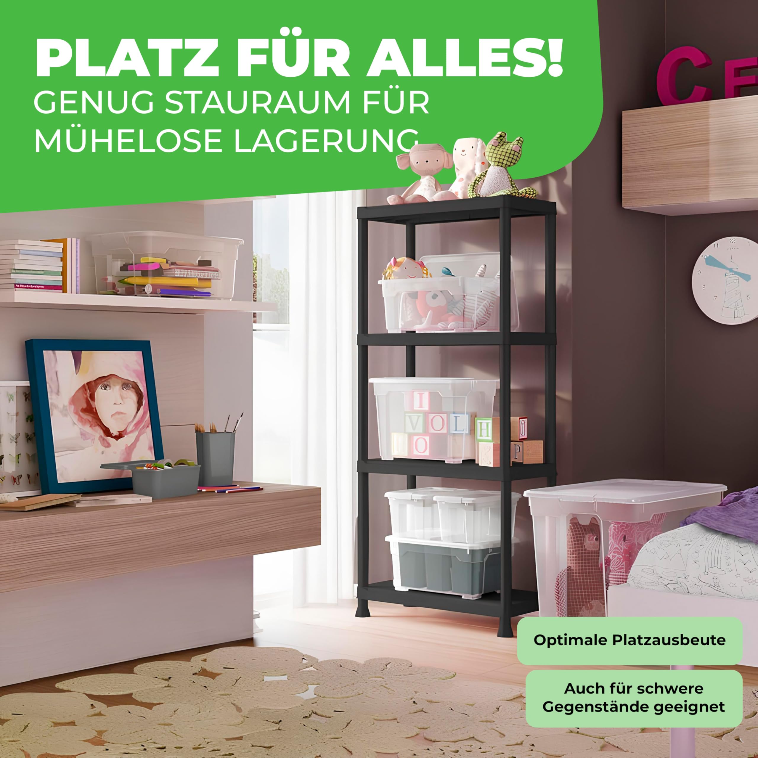 Schwerlastregal, 2er Set, Kellerregal, Lagerregal, Steckregal, 131 x 60 x 30 cm, jeweils bis 80 kg belastbar und 4 Ablagen