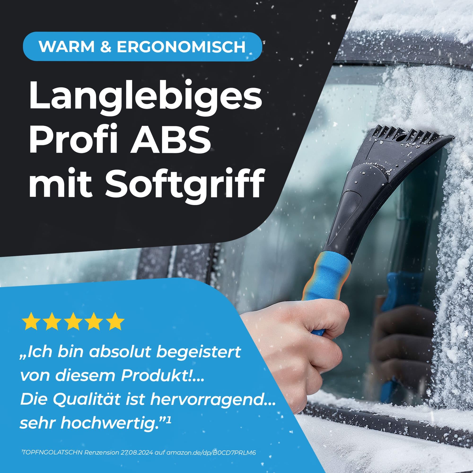 Lyvanas Eiskratzer Auto mit Besen TESTSIEGER 2025* - Ergonomischer Profi Schneebesen Auto schnell & stark - Langlebiger & schonender Scheibenkratzer Auto lang & vielseitig - stabiler Schnee Auto Besen