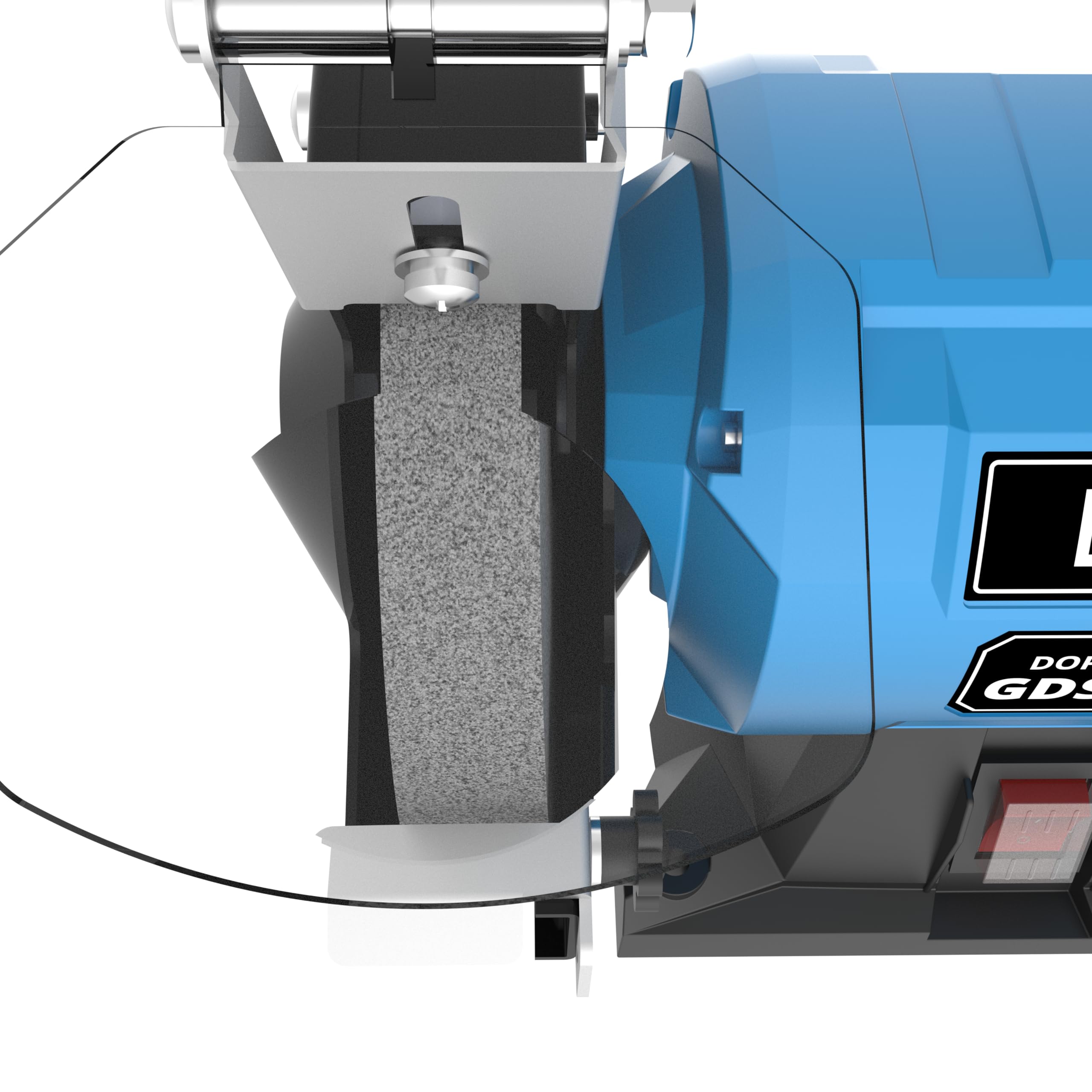 Güde Doppelschleifer GDS 150-15 (250 W, 2980 1/min Motordrehzahl, Grob- & Feinschleifscheibe 36|60 K, 150 mm ø, stabiler Maschinenfuß, kugelgelagerte Schleifachsen, verstellbare Arbeitsauflagen), Blau