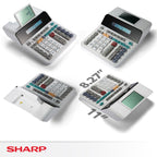 Sharp EL-1901 Anzeigender Tischrechner (Paper& Ink-Free, 12-stelliges und 5-zeiliges LCD Display) Weiß, 193 x 66 x 254 mm
