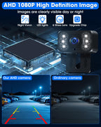 【Stabiles Bild】 AHD 1080P Rückfahrkamera Kabellos, Rückfahrkamera Funk mit 5 Zoll RückfahrKamera Monitor 6 LED Drahtlose Rückfahr-Kamera Auto Super Nachtsicht 170° Weitwinkel für DC 12V Auto SUV LKW