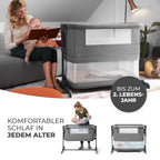 Kinderkraft Neste Grow 3 in 1 Babybett, Beistellbett Baby, Kinderbett ab Geburt für 2 Jahre, mit Matratze Transporttasche Rollen, Höhenverstellung in 5 Stufen, Stahlkonstruktion, Hellgrau