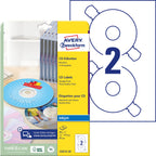 AVERY Zweckform C6074-20 selbstklebende CD-Etiketten (40 blickdichte CD-Aufkleber, Ø 117 mm auf A4, ClassicSize, Papier hochglänzend, bedruckbare Klebeetiketten für alle Inkjet-Drucker) 20 Blatt, weiß