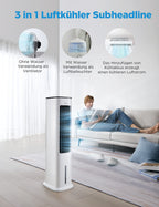 Midea Silent Air Cooler Pro 4-in-1 Mobile Klimaanlage Leiser:Luftkühler,Turmgebläse,Luftbefeuchter und Luftreiniger,mit Fernbedienung,5L Wassertank,355m³/h Luftdurchsatz,55W,LED-Display,Timer,Weiß