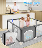 Dripex Laufstall Baby 124x124cm, Laufgitter Baby, Laufstall mit atmungsaktivem Netz, Laufgitter 210D Oxford Gewebe, Playpen, kinderlaufstall, Dunkelgrau