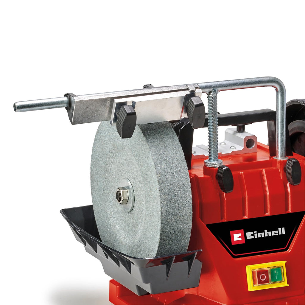 Einhell Nass-Schleifer TC-WG 200 (125 W, rostfreier Wassertank, inkl. Schleifstein, Winkellehre, Universalvorrichtung, Lederabziehscheibe, Nassschleifscheibe)