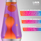 LAVA® - Lava Lampe 2125, gelbes Wachs, lila Flüssigkeit, silberner Sockel und Deckel, Original 14,5 Zoll Bewegungslampe der Marke LAVA®