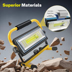 SYLSTAR LED Baustrahler Akku, 80W 7000Lumen LED Strahler Akku Arbeitsleuchte mit 6 Modi, Tragbar Arbeitsscheinwerfer für Werkstatt Baustelle Garage Camping Außen Beleuchtung