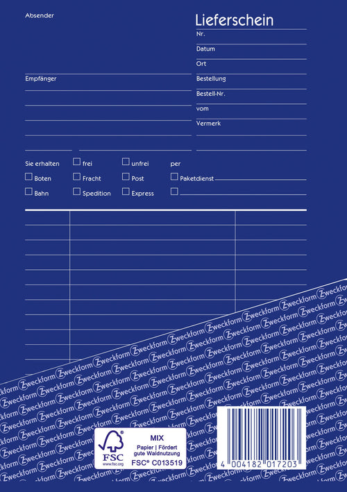 AVERY Zweckform 1720-10 Lieferschein (A5, selbstdurchschreibend, 2x40 Blatt) 10er Pack weiß/gelb