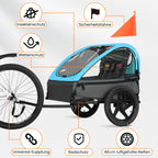 Fiximaster Kinderfahrradanhänger, Fahrradanhänger für 1-2 Kinder, Ergonomischer Sitz, Einfache Montage, Faltbar, Mit Luftreifen und Aufbewahrungstaschen