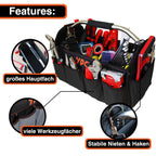 YPC Carrier Werkzeugkorb XL – Tragbare Werkzeugtasche mit stabilem Boden, Wasserfest, Reißfest, Faltbar, Schultergurt mit Polster & Metall-Handgriff, Schwarz, 40,5x30x19,5cm – 20 kg Tragkraft