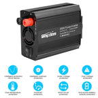Bapdas 300W Kfz-Wechselrichter Spannungswandler DC 12 V auf AC 230 V, 220V inkl. USB-Anschlüssen (4,2 A)