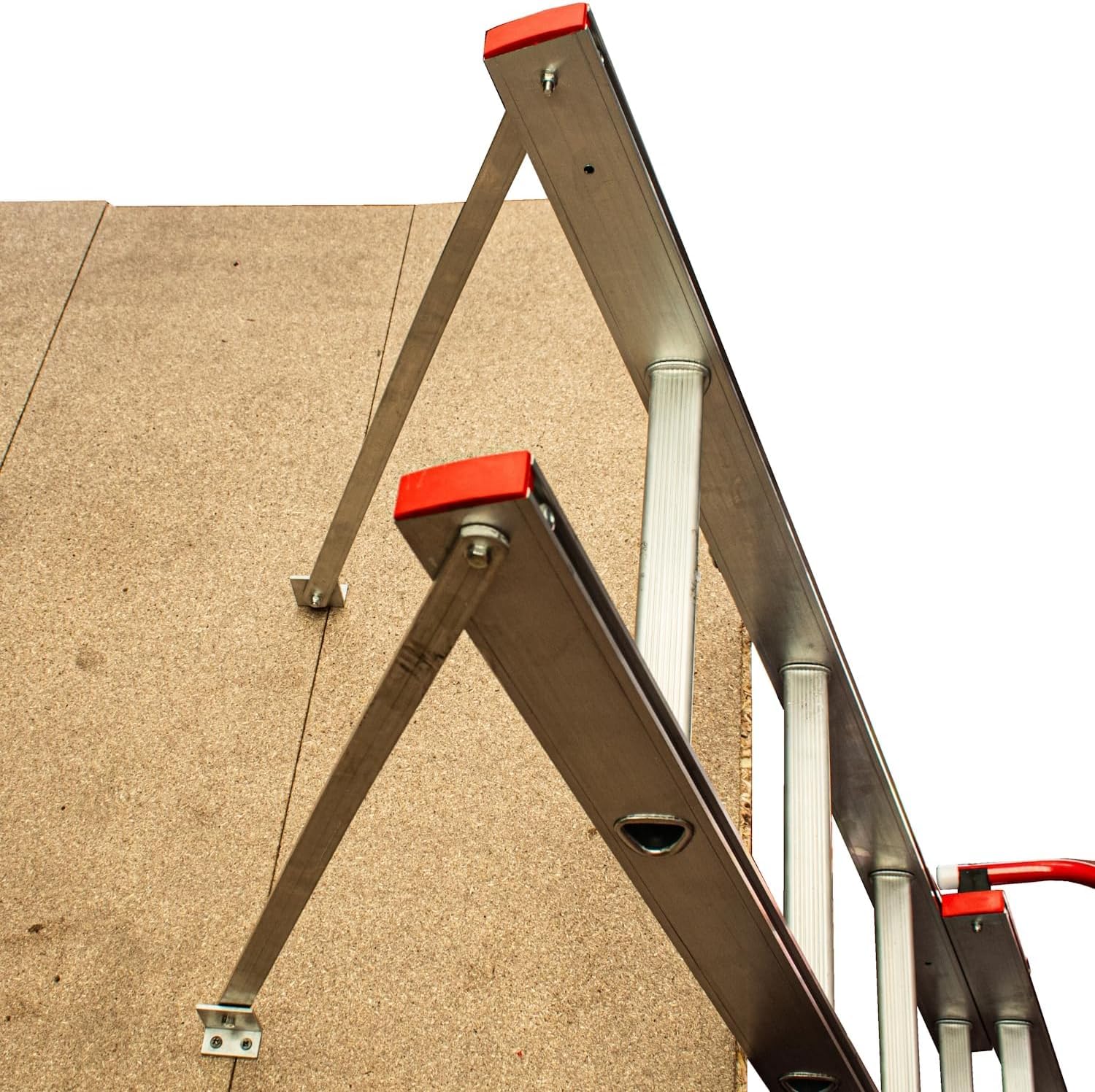 BPS Aluminium-Bodentreppe 3-teilig | Dachbodentreppe mit Handlauf, D-Sprossen, Aufbewahrungspfahl, Verriegelungsbeschläge | 150 kg Tragkraft