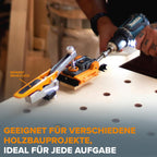 BORA Mini-Taschenloch-Bohrschablone – Automatische Tiefeneinstellung mit Push-Lock-System, Farbkodierte Schraubenführung – Für enge Räume & Holz bis 38 mm Stärke