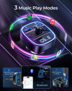 LENCENT Bluetooth FM Transmitter Auto, Musik Adapter für Auto Radio, KFZ Bluetooth Zigarettenanzünder Freisprechanlage, 2 USB Ports, Unterstützt SD-Karte USB-Sticks