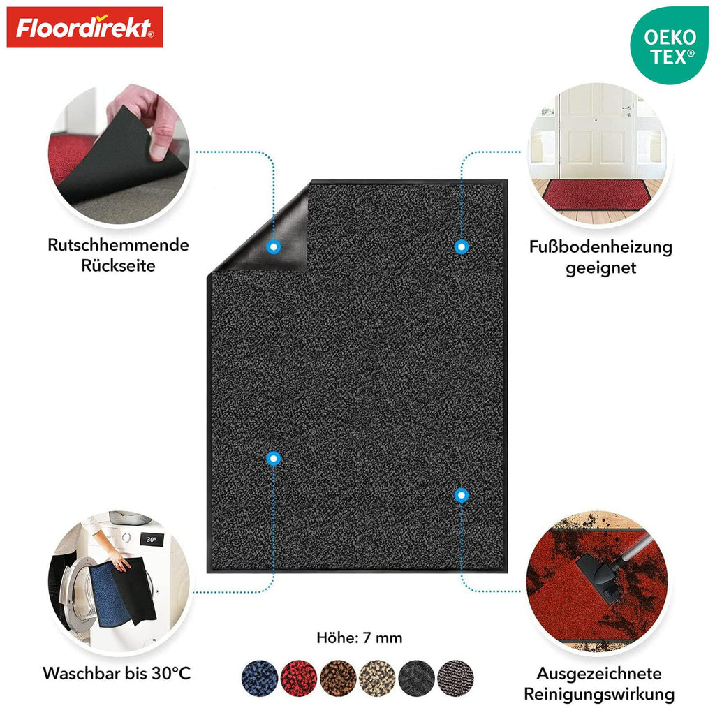 etm® Schmutzfangmatte - Note 1,6: Sieger Preis-Leistung - Fußmatte in vielen Größen - Türmatte Fußabstreifer für Haustür innen und außen (Anthrazit-Schwarz, 200x400 cm)