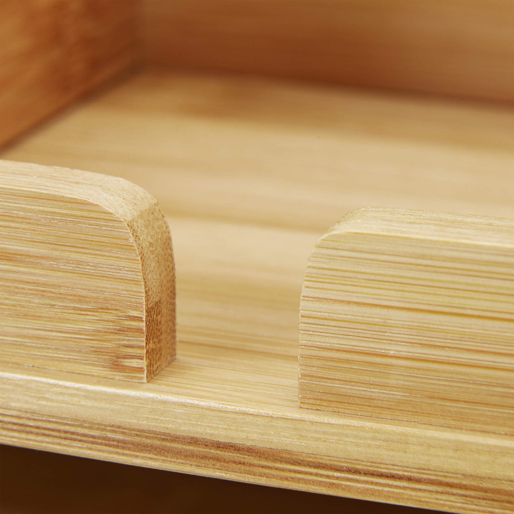 Relaxdays Schreibtisch Organizer, Briefablage A4, Notizzettel und Stifte ordnen, Schublade, Ordnungssystem Büro, Bambus, H x B x T: ca. 26 x 33 x 24 cm, Natur