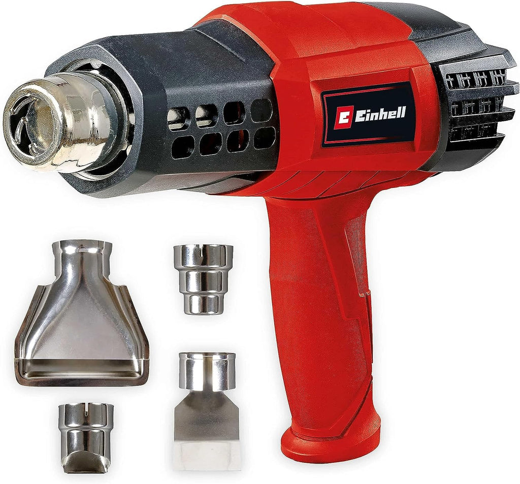 Einhell Heißluftpistole TE-HA 2000 E (2.000 W, 3 Temperaturstufen 50-550°, Luftmengenschalter, Kaltstufe, inkl. umfangreiches Düsenzubehör & Koffer)