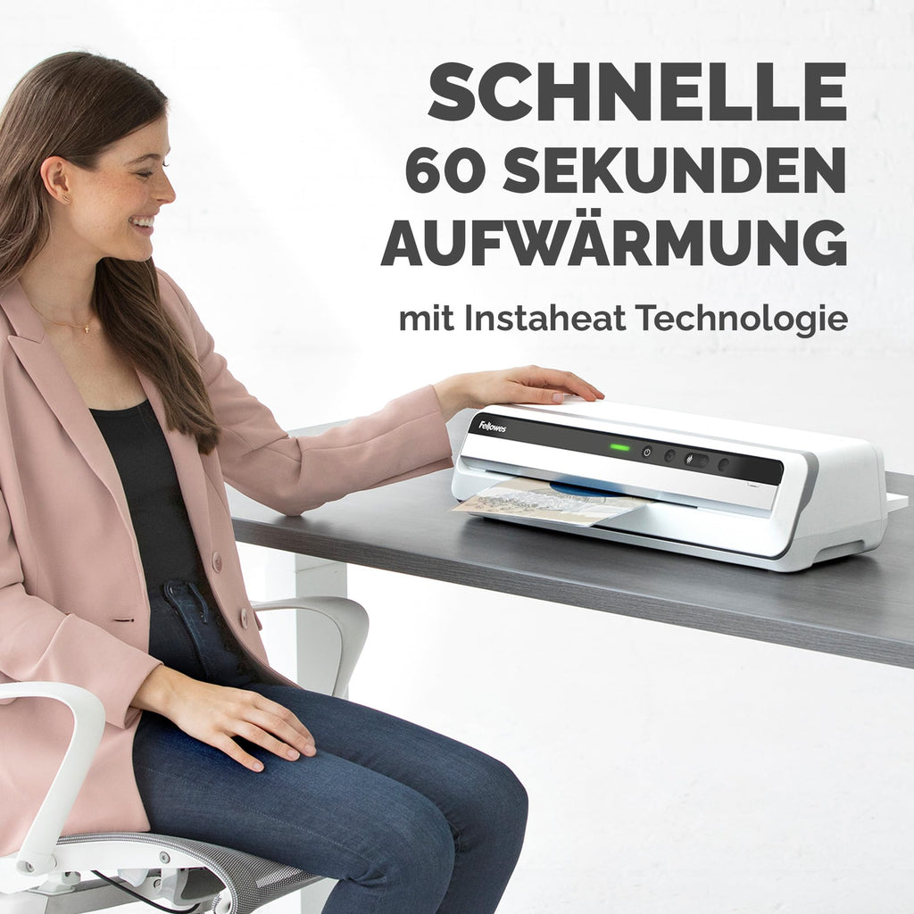 Fellowes Jupiter Laminiergerät A3 zum Heißlaminieren von Hüllen von 80 bis 250 Mikron, intensiver Gebrauch, automatischer Rückwärtsgang, inkl. 10 Laminierfolien, weiß