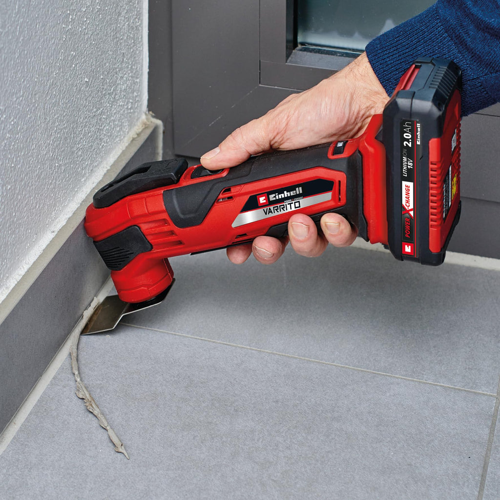 Einhell Akku Multifunktionswerkzeug Varrito Power X-Change (18 V, 22.000 Bis 40.000 Min-1, Drehzahl-Elektronik, Schnellspannverschluss, Magnetische Werkzeugaufnahme), Ohne Akku, Ladegerät und Koffer