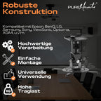 PureMounts Beamer Deckenhalterung Spider-Plus-B - 25 grad neigbar und 360 grad drehbar, 220mm Deckenabstand,(15kg), Lochabstand 180-310mm, schwarz
