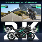 Lamto Motorrad Carplay & Android Auto für Motorcycle,Tragbares Carplay Bildschirm mit Dashcam Vorne Hinten 2K+1080P,5,5 Zoll IP67 Wasserdichter Touchscreen für Motorräder,Daueraufnahme/Siri/64G TF