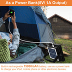 ERAY 150W LED Baustrahler Akku Solar Arbeitsleuchte Tragbare, 15000mAh LED Strahler Akku, LED Arbeitsleuchte 296 Perlen/5 Modi/USB-Wiederaufladbar, Campinglampe Tragbar für Camping Notfälle Keller