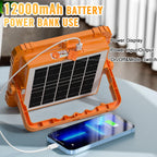 100W Baustrahler Akku Solar Arbeitsleuchte, 466 LED 5 Modi, 10000LM 12000mAh USB-wiederaufladbar, IP66 wasserdicht Akku Arbeitsleuchte Tragbar im Freien für Baustelle, Camping, Garage, Notfälle