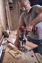 kwb Bohrständer mit Bohrfutter - Mobiler Bohrständer für präzises Bohren - Einstellbare Winkelarretierung - Für Flächen und runde Werkstücke