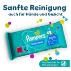 Pampers Fresh Clean Feuchttücher 15 Packungen mit 80 Stück, 1200 Feuchttücher, milder Duft, auch für Hände und Gesicht geeignet