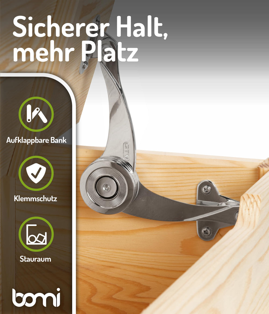 Bomi Kindersitzgruppe Anna mit integrierter Spielzeugkiste | Kinderzimmer-Set inkl. Kindertisch mit 2 Stühlen & Kindertruhenbank | Kindermöbel aus FSC nachhaltigem Kiefern Massiv Holz | Naturbelassen