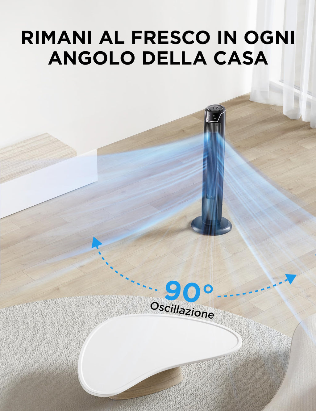 Midea FZ10-17JR Elegant Tower Fan with Remote Control