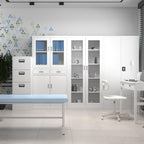 Jan Nowak Aktenschrank C012 Glasvitrine Büroschrank Universalschrank Flügeltürschrank Stahlblech Pulverbeschichtung abschließbar 185 cm x 90 cm x 40 cm (Weiß)