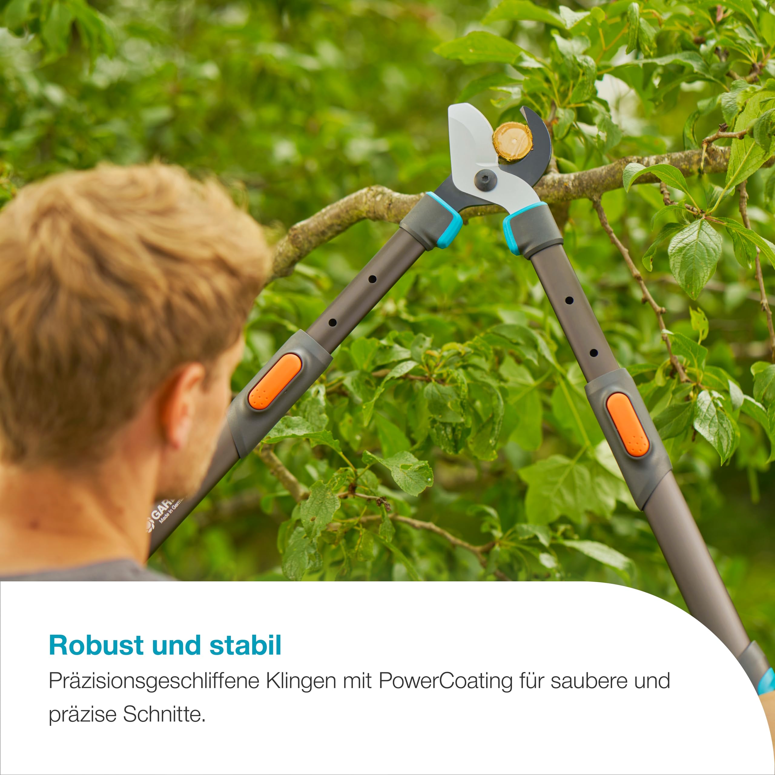 Gardena TeleCut Pro L, Teleskop-Astschere für frisches Holz bis 50 mm, verlängerbar bis 900 mm, präzisionsgeschliffene Klingen, PowerCoating für saubere Schnitte (12041-88)