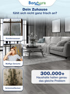 BonAura® Luftentfeuchter ohne Strom - Raumentfeuchter für Keller, Bad uvm. - 680g Luftenfeuchter Nachfüllpack inklusive - Entfeuchter und Luftentfeuchter Granulat im Set - Schutz vor Schimmel