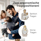 marsupi Classic Babytrage - Neugeborene von der Geburt bis zu 15 kg - Baby Erstaustattung - Klett-Verschluss - Leicht und Kompakt - Grey XL