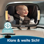 Onco LED Baby Autospiegel - 100% bruchsicher mit 2 Licht-Modi für Tag & Nacht, Rutschfester Baby Rückspiegel Auto mit 360° Schwenkung
