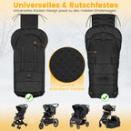 Orzbow Fußsack Kinderwagen Winter, Fußsack Buggy Fusssack Kinderwagen Baby Winter mit Wamres Korallen-Fleece, Reißverschluss, Anti-Rutschschutz & Reflektorstreifen, Universelle & Wasserdicht, Schwarz
