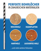 Holzbohrer Set lang Profi - [7-teilig inkl. Tasche] - Schlangenbohrer Ø 4mm, 5mm, 6mm, 7mm, 8mm, 10mm, 12mm x 230mm, lange Schalungsbohrer, Balkenbohrer, langer Holzspiralbohrer, Langbohrer