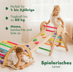 Goodevas 5-in-1 Montessori Klettergerüst Set: Indoor Kletterdreieck, Kletterbogen mit Kissen, und Rutsche für Kinder, Indoor Spielplatz 1-3 Jahre