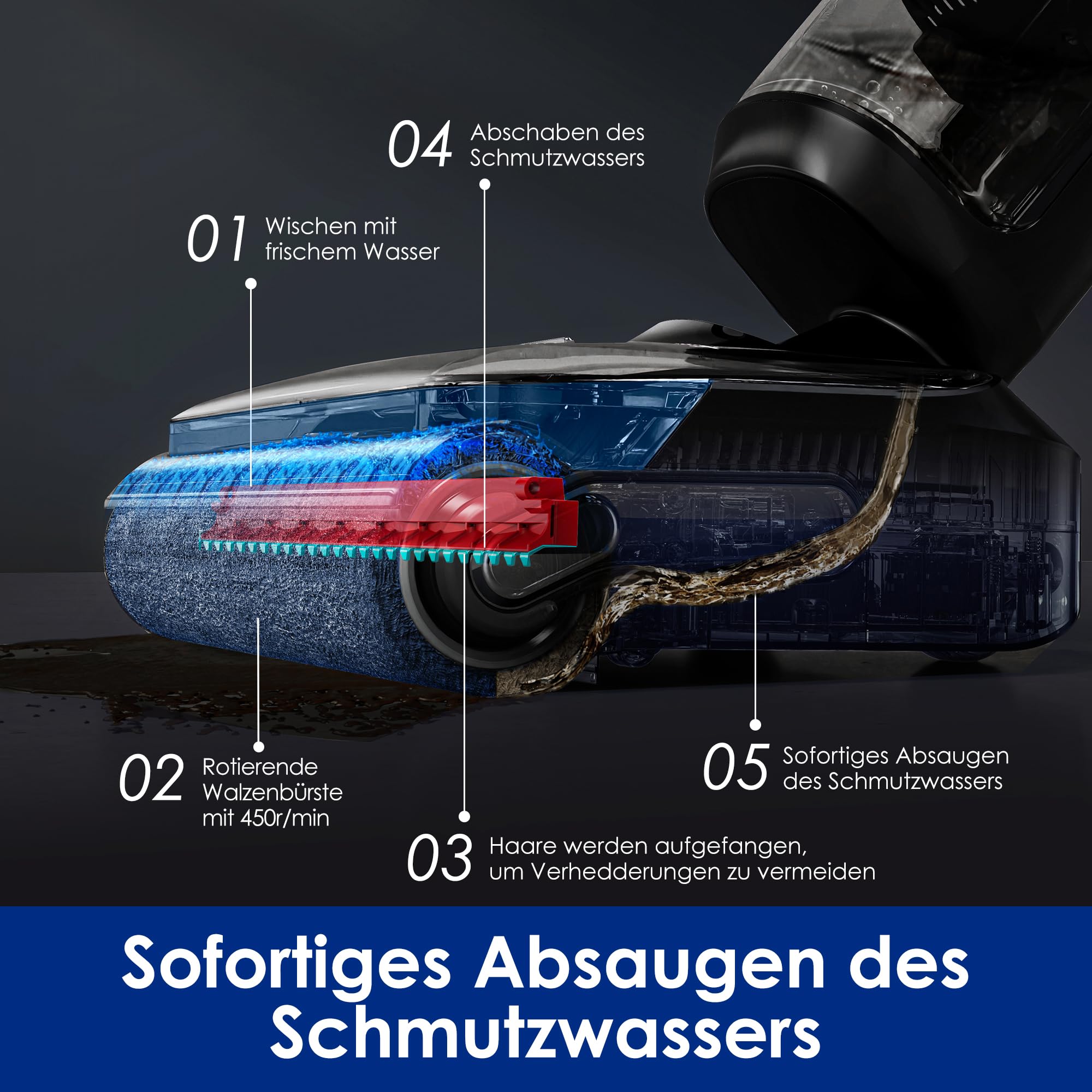 Tineco Floor ONE S7 Stretch Ultra Nass Trockensauger, 180° Lay-Flat Nasssauger, 85°C 5 Min Flashdry-Selbstreinige, 50 Min Laufzeit, DualBlock Anti-Tangle, Beide Kantenreinigen, Reinigen unter Möbeln