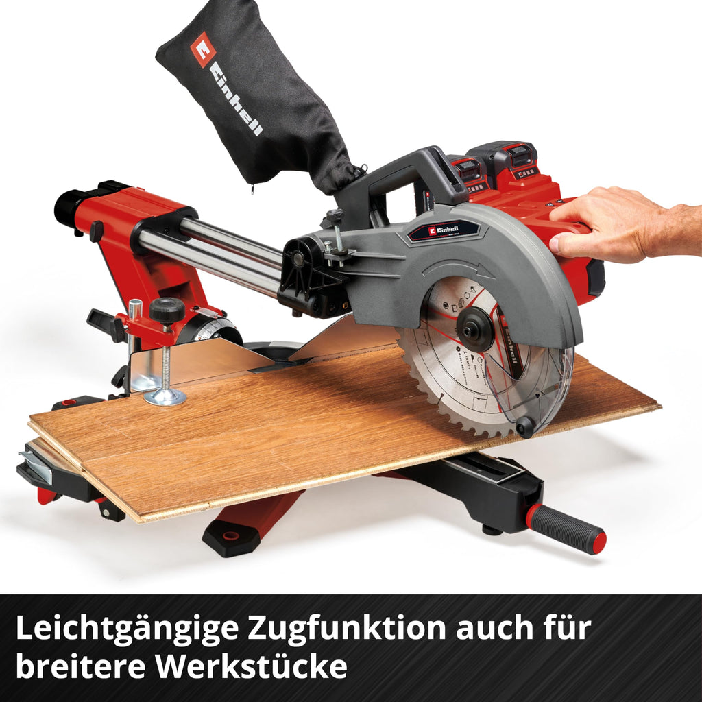 Einhell Akku-Zug-Kapp-Gehrungssäge TE-SM 36/10 L Li-Solo Power X-Change (36 V, max. 85 mm x 340 mm Schnitttiefe/-breite, Ø 254 mm Sägeblatt, neigbarer Sägekopf, ohne Akku)