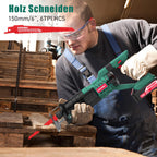 HYCHIKA Säbelsäge, 18V Akku Universalsäge, Reciprosäge mit 2x2.0Ah Batterien, mit variabler Drehzahl von 0-2800 SPM, 2 Sägeblätter, Schnellladegerät, LED Licht,Ideal zum Schneiden von Holz und Metall