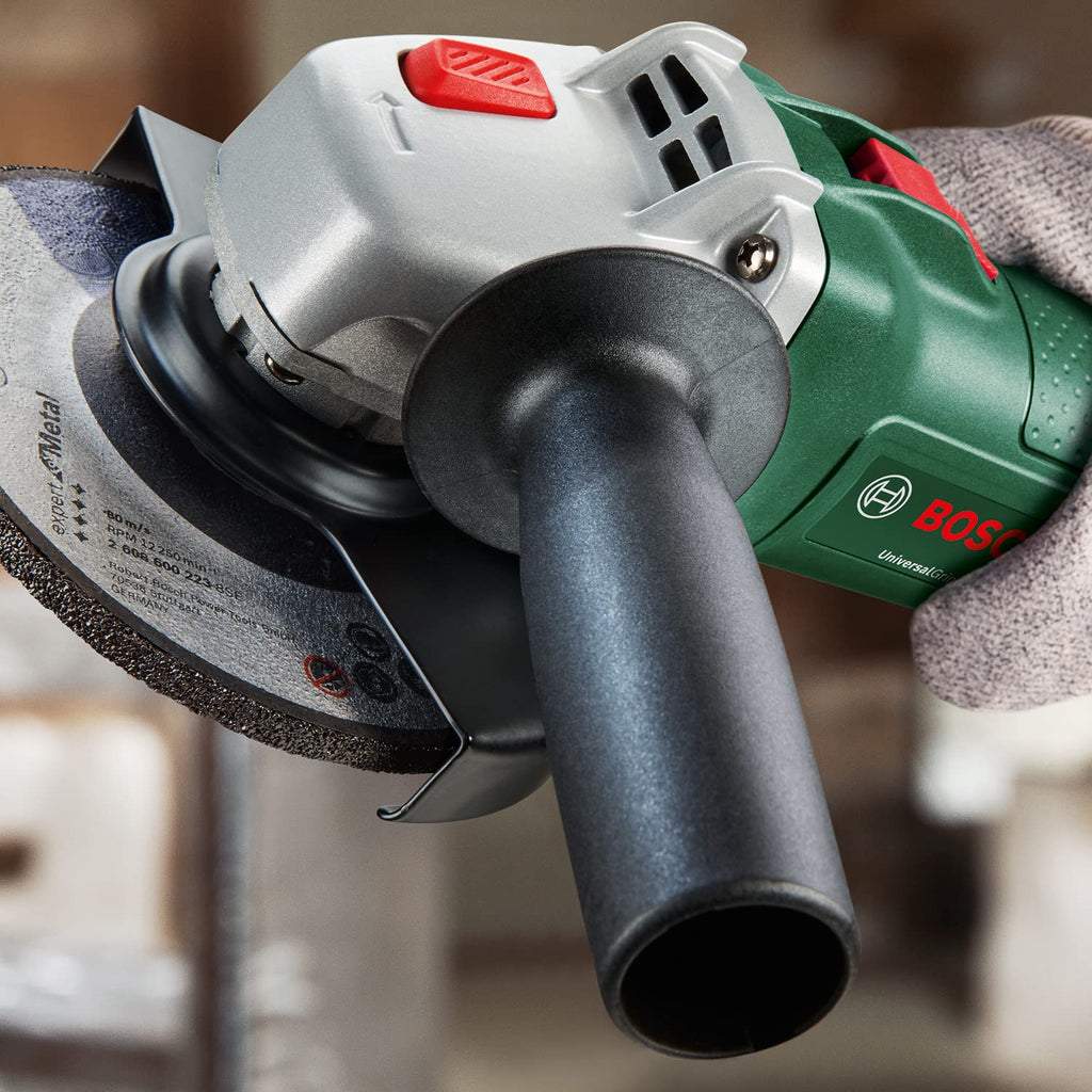 Bosch kompakter Winkelschleifer UniversalGrind 7-125 (750 W; 2x gerade Trennscheiben; 1x Schleifscheibe; zum Schleifen, Trennen und Bürsten; im Karton) – Amazon Edition