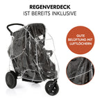 hauck Freerider, Schwarz - 3 Rad Geschwisterbuggy mit Regenschutz für 2 Kinder - Oberer Sitz mit Liegefunktion ab Geburt - Unterer Sitz ab 6 Monaten - Max. 15 Pro Sitz - Höhenverstellbar
