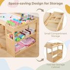 Bateso Kinder-Kunsttisch & 2 Stühle Set mit Rollenpapier - Geräumiger Basteltisch mit Ablageflächen zum Zeichnen, Arbeiten und Lernen - Ideale Holzmöbel für kreatives Spielen