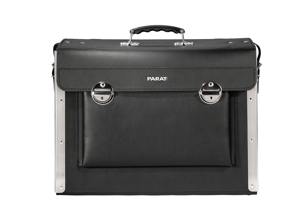 Parat Werkzeugtasche New Classic Kingsize Plus (Werkzeugkoffer leer für 40 Werkzeuge, Material HDPE Kunststoff + Rindsleder, Tasche mit Steckschloss, Größe 51 x 40 x 25 cm)