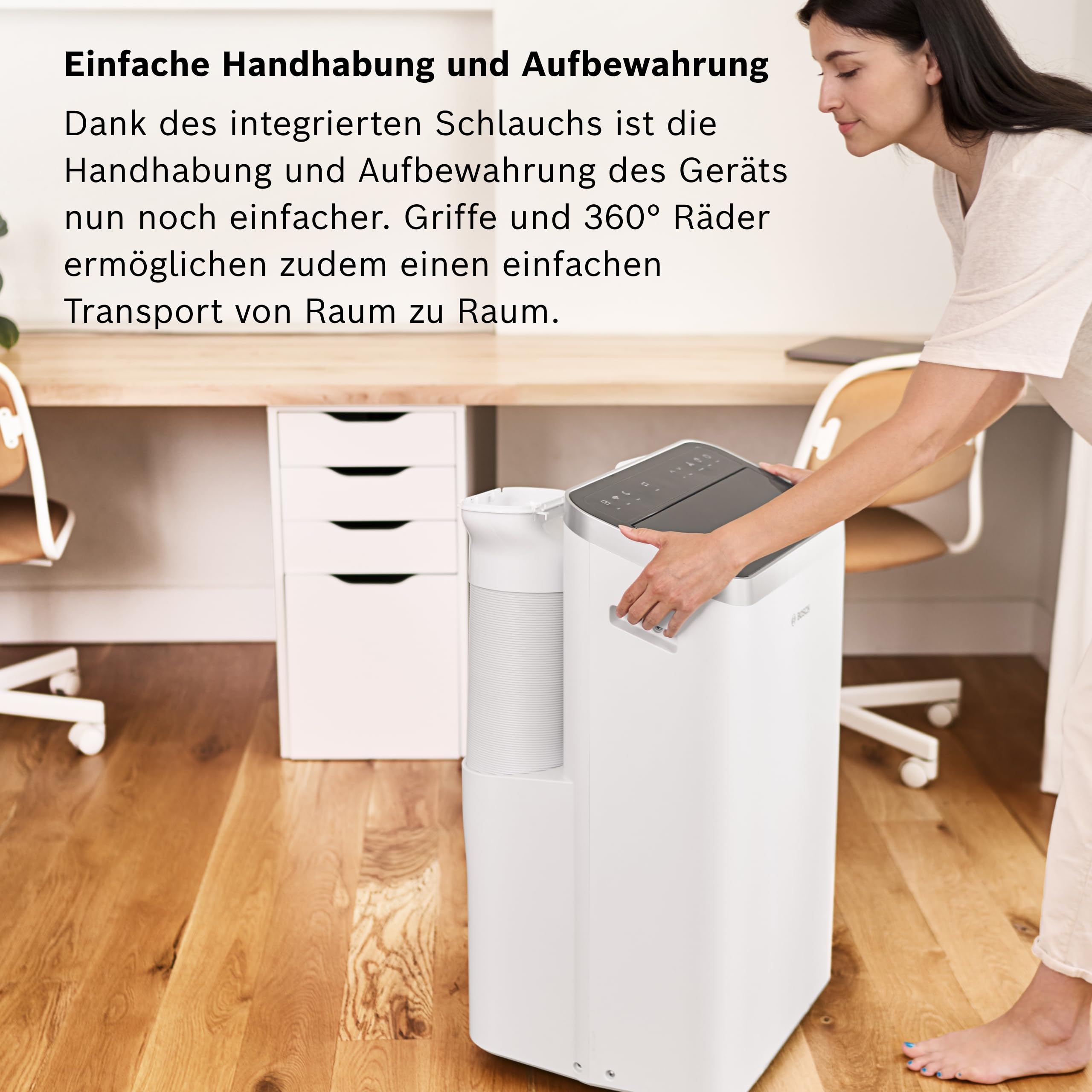 Bosch Cool 5000 Mobiles Klimagerät - 3-in-1 Klimaanlage, Luftentfeuchter, Ventilator - 3,4 kW für Räume bis zu 46 m² - Mit Auto-Modus, Silent-Modus Sleep-Modus