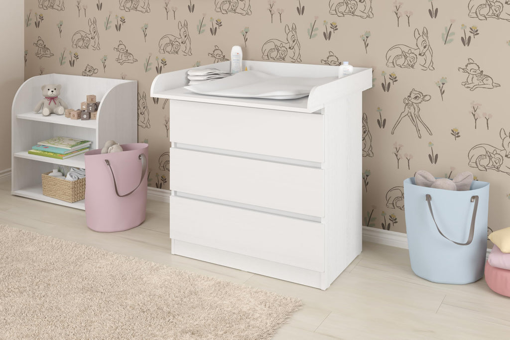 Shefa Kids Wickelaufsatz 800 - Universeller Wickeltischaufsatz für Ikea Kommoden MALM, HEMNES und NORDLI, Weiß