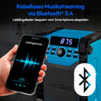 MEDION E65895 Baustellenradio mit Akku (Robustes Gehäuse, Tragegriff, Bluetooth, Spritzwassergeschützt (IP54), UKW Radio, AUX) grün